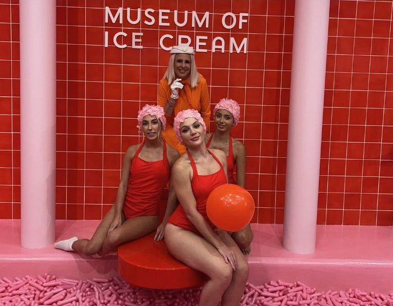 Experiential marketing staff participating in interactive guest engagement activities during Museum of Ice Cream event