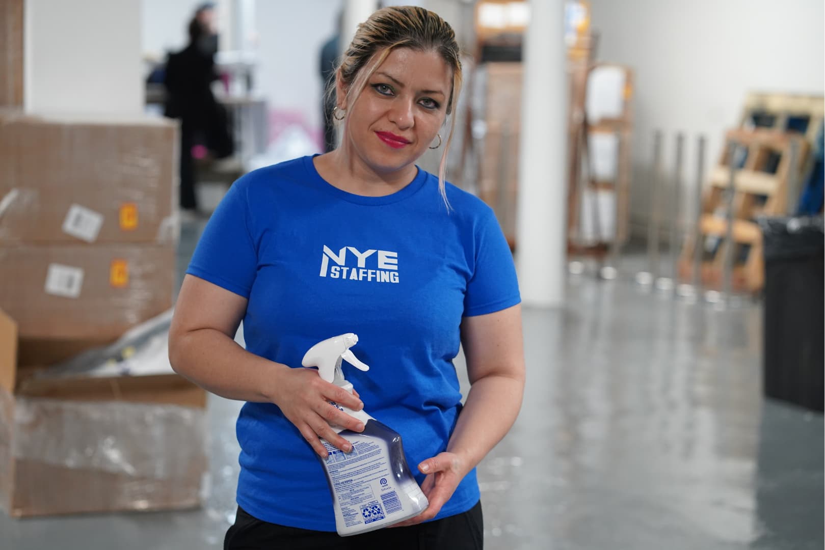 Event cleaning staff from NYE Staffing working at a Los Angeles venue
