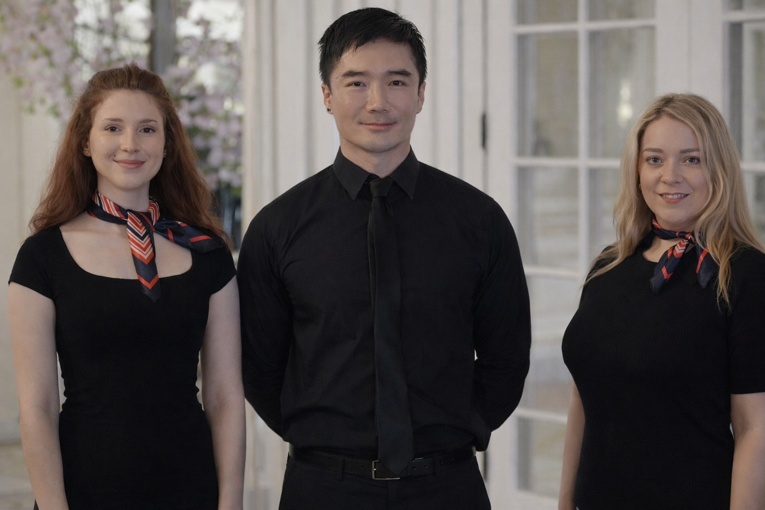 Wedding servers supporting a reception in Connecticut