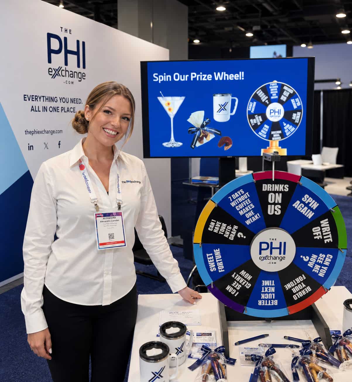 Professional NYE Staffing trade show staff supporting booth interaction and lead engagement for The PHI Exchange at HIMSS Conference Las Vegas