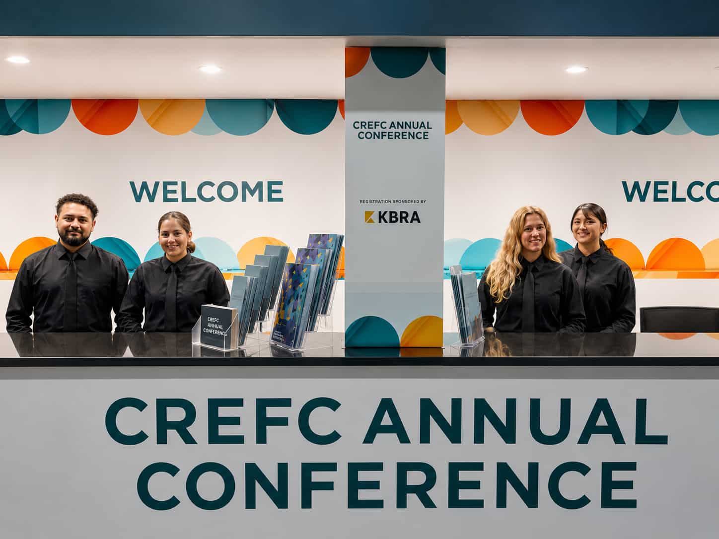 Registration staff supporting a large corporate conference in New York City